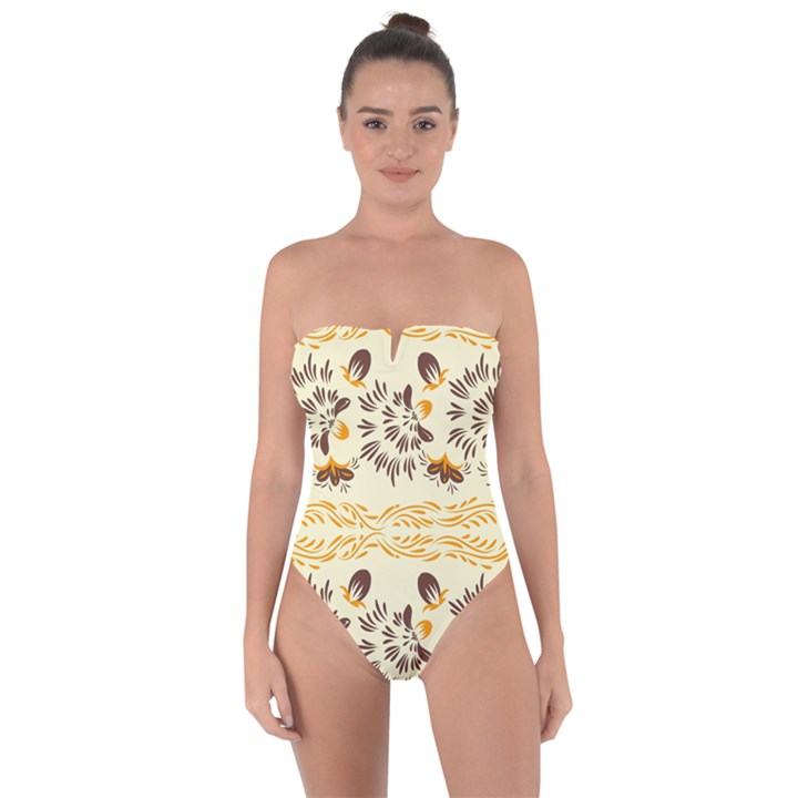 Decorative flowers Tie Back One Piece Swimsuit