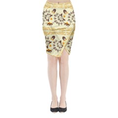 Decorative Flowers Midi Wrap Pencil Skirt by Eskimos