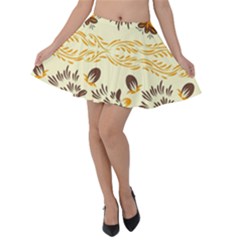 Decorative Flowers Velvet Skater Skirt by Eskimos