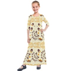 Decorative Flowers Kids  Quarter Sleeve Maxi Dress by Eskimos