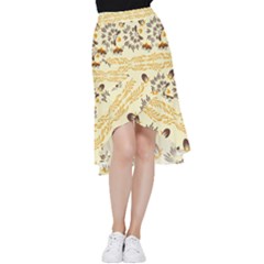 Decorative Flowers Frill Hi Low Chiffon Skirt