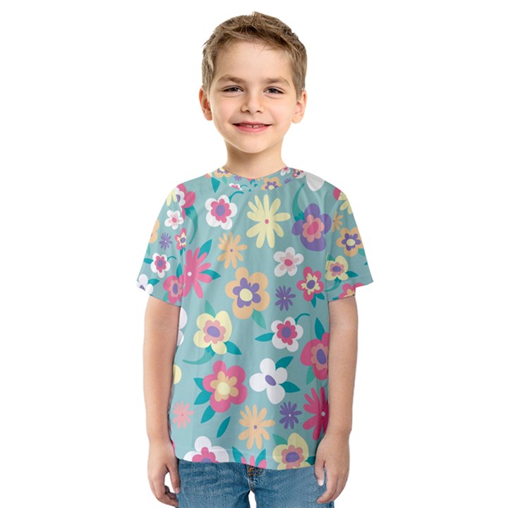 Floral Pattern Kids  Sport Mesh Tee