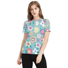 Floral Pattern Women s Short Sleeve Rash Guard by ExtraGoodSauce