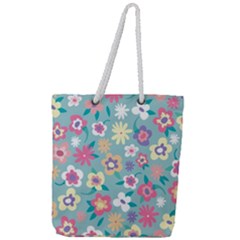 Floral Pattern Full Print Rope Handle Tote (large) by ExtraGoodSauce