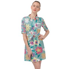 Floral Pattern Belted Shirt Dress by ExtraGoodSauce