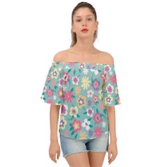 Floral Pattern Off Shoulder Short Sleeve Top by ExtraGoodSauce