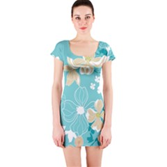 Floral Pattern Short Sleeve Bodycon Dress by ExtraGoodSauce