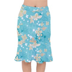 Floral Pattern Short Mermaid Skirt by ExtraGoodSauce