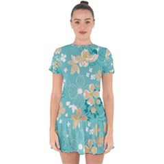 Floral Pattern Drop Hem Mini Chiffon Dress