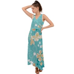 Floral Pattern V-neck Chiffon Maxi Dress by ExtraGoodSauce