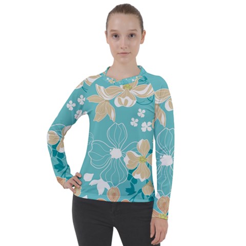 Floral Pattern Women s Pique Long Sleeve Tee by ExtraAwesomeSauce