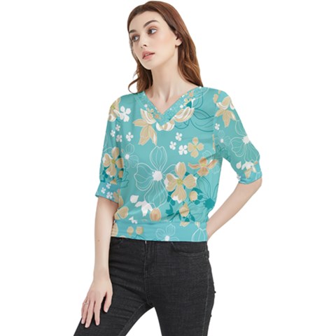 Floral Pattern Quarter Sleeve Blouse by ExtraGoodSauce