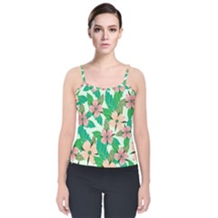 Floral Pattern Velvet Spaghetti Strap Top by ExtraAwesomeSauce