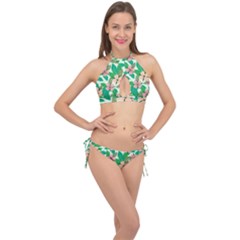 Floral Pattern Cross Front Halter Bikini Set by ExtraGoodSauce