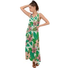 Floral Pattern V-neck Chiffon Maxi Dress by ExtraAwesomeSauce