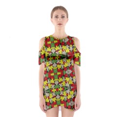 Leaves Pattern Shoulder Cutout One Piece Dress by ExtraGoodSauce