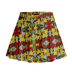 Leaves Pattern Mini Flare Skirt by ExtraGoodSauce