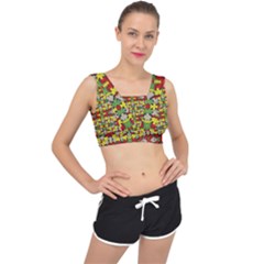 Leaves Pattern V-back Sports Bra by ExtraAwesomeSauce