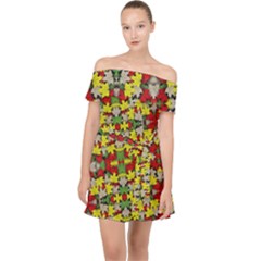 Leaves Pattern Off Shoulder Chiffon Dress by ExtraAwesomeSauce