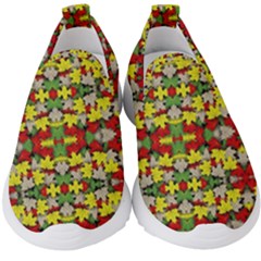 Leaves Pattern Kids  Slip On Sneakers by ExtraGoodSauce