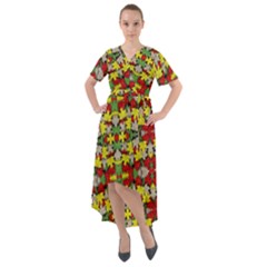 Leaves Pattern Front Wrap High Low Dress by ExtraGoodSauce