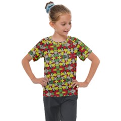 Leaves Pattern Kids  Mesh Piece Tee