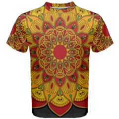 Mandela Flower Orange And Red Men s Cotton Tee by ExtraAwesomeSauce