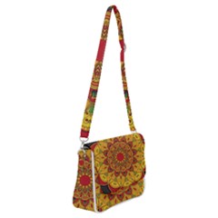 Mandela Flower Orange And Red Shoulder Bag With Back Zipper by ExtraGoodSauce