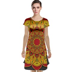 Mandela Flower Orange And Red Cap Sleeve Nightdress by ExtraGoodSauce