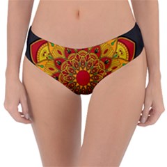 Mandela Flower Orange And Red Reversible Classic Bikini Bottoms by ExtraGoodSauce