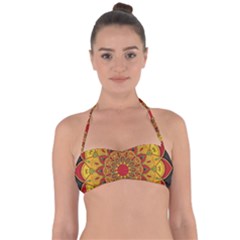 Mandela Flower Orange And Red Halter Bandeau Bikini Top by ExtraGoodSauce