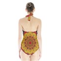 Mandela Flower Orange And Red Halter Swimsuit View2