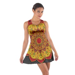 Mandela Flower Orange And Red Cotton Racerback Dress