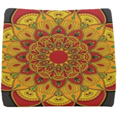 Mandela Flower Orange And Red Seat Cushion by ExtraGoodSauce