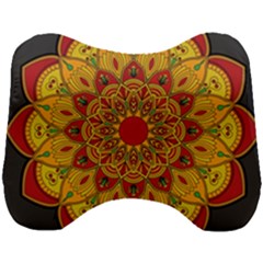 Mandela Flower Orange And Red Head Support Cushion