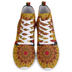 Mandela Flower Orange And Red Men s Lightweight High Top Sneakers by ExtraGoodSauce