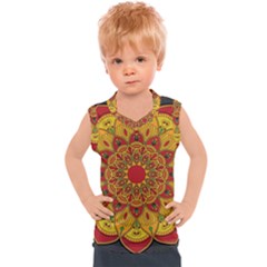 Mandela Flower Orange And Red Kids  Sport Tank Top