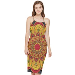 Mandela Flower Orange And Red Bodycon Cross Back Summer Dress