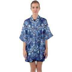 Mandela Flower Half Sleeve Satin Kimono  by ExtraGoodSauce