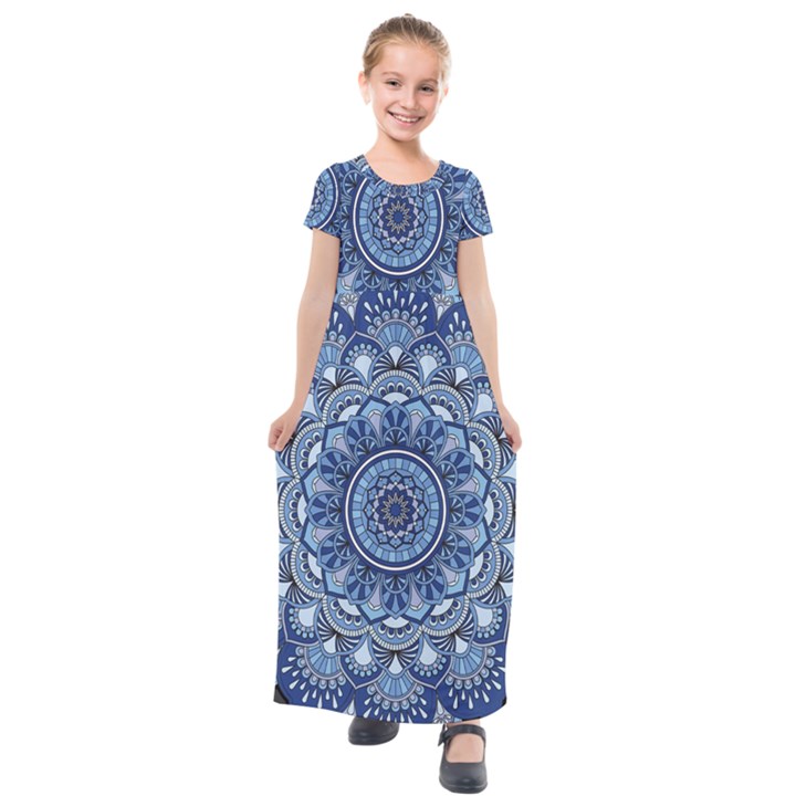 Mandela Flower Kids  Short Sleeve Maxi Dress