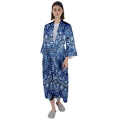 Mandela Flower Maxi Satin Kimono