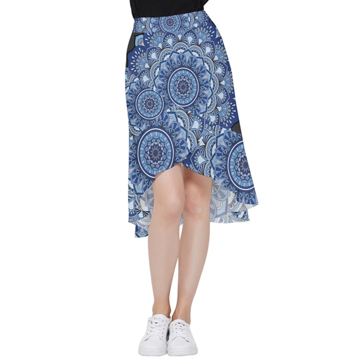 Mandela Flower Frill Hi Low Chiffon Skirt