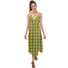 Native American Pattern Halter Tie Back Dress  by ExtraGoodSauce