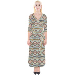 Native American Pattern Quarter Sleeve Wrap Maxi Dress by ExtraGoodSauce