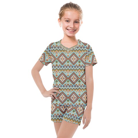 Native American Pattern Kids  Mesh Tee And Shorts Set by ExtraGoodSauce