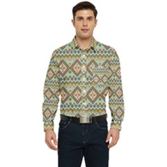 Native American Pattern Men s Long Sleeve Pocket Shirt  by ExtraGoodSauce