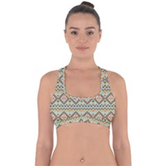 Native American Pattern Cross Back Hipster Bikini Top  by ExtraGoodSauce