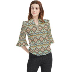 Native American Pattern Loose Horn Sleeve Chiffon Blouse