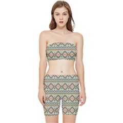 Native American Pattern Stretch Shorts And Tube Top Set