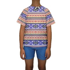 Native American Pattern Kids  Short Sleeve Swimwear by ExtraGoodSauce